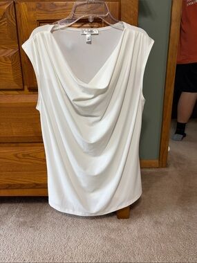 dressbarn White Cowl Neck Sleeveless Top